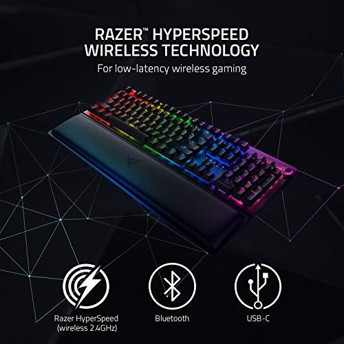 Clavier de jeu mécanique sans fil Razer BlackWidow V3 Pro : Commutateurs mécaniques jaunes - Linéaires et silencieux - Éclairage Chroma RGB - Capuchons de touches ABS à double effet - Boîtier de commutateur transparent - Bluetooth/2.4GHz