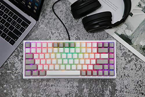 EPOMAKER EP84 Teclado mecánico para juegos con cable, 84 teclas RGB, con tapas de colorante PBT para Mac/Win/Gamers (interruptor marrón Gateron, gris blanco)