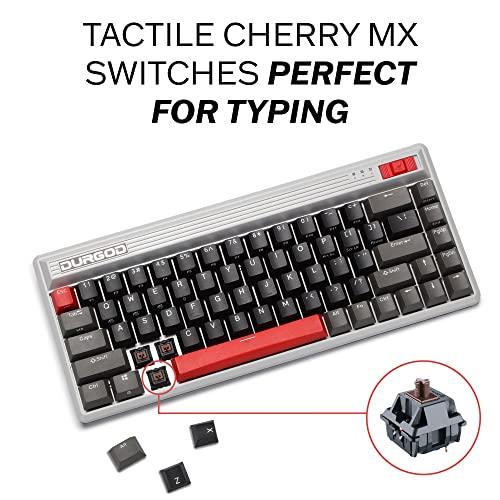 Durgod Fusion Mechanical Retro Keyboard | 65% Layout | Wireless 2.4 GHz, Bluetooth 5.0, USB C | Duplo PBT | Até 40 dias de vida útil da bateria | Windows, Android, iOS (Cherry MX Brown, Steam)