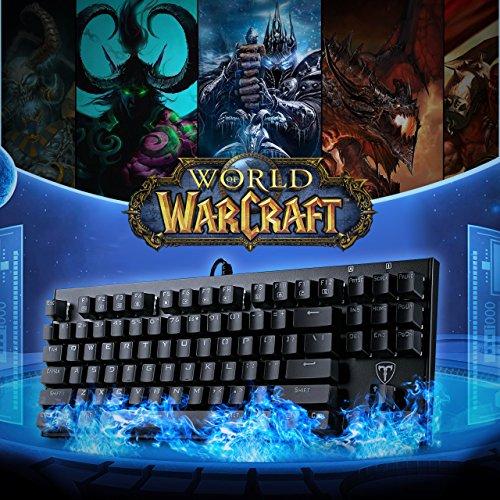 Teclado de Jogo Mecânico VicTsing, Teclado de Jogo Resistente à Água com Interruptor Azul para Jogadores, Teclado Anti-Fantasmas (chave 87)