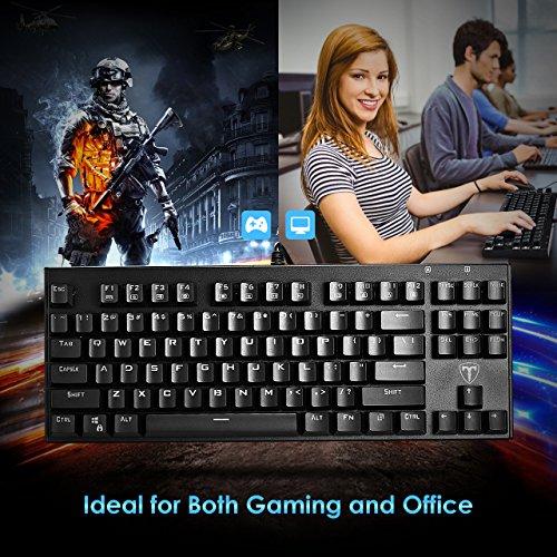 VicTsing Teclado Mecánico Gaming, Teclado Gaming Resistente al Agua con Interruptor Azul para Gamers, Teclado Anti-Ghosting (87 Teclas)