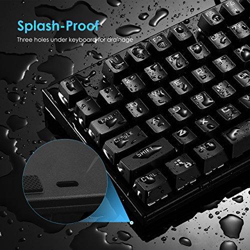 VicTsing Teclado Mecánico Gaming, Teclado Gaming Resistente al Agua con Interruptor Azul para Gamers, Teclado Anti-Ghosting (87 Teclas)