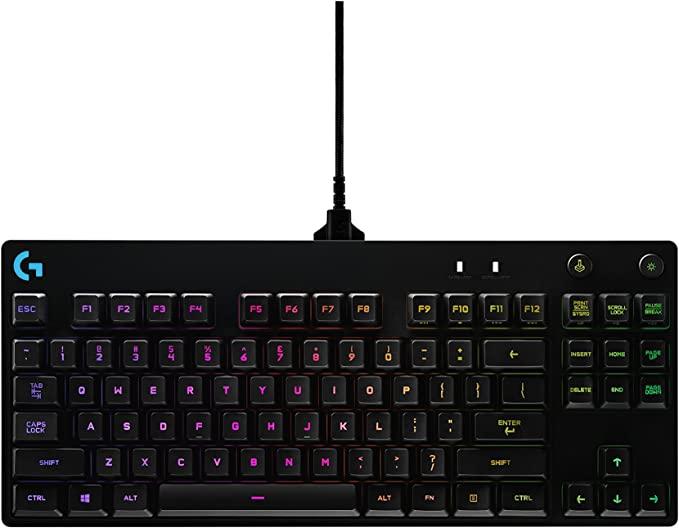 logitech Pro Mechanical Gaming Keyboard, 16,8 Millionen Farben RGB-Hintergrundbeleuchtung, ultraportables Design, abnehmbares Micro-USB-Kabel