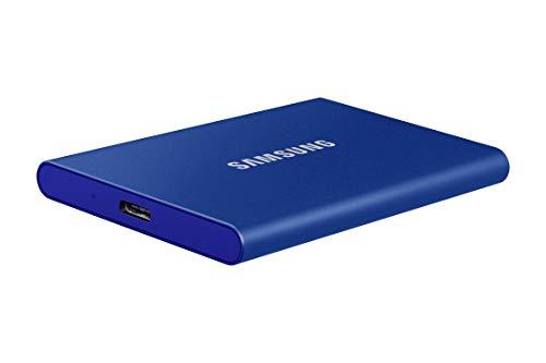 SAMSUNG T7 1TB, przenośny dysk SSD, do 1050MB/s, USB 3.2 Gen2, dla graczy, studentów i profesjonalistów, zewnętrzny dysk półprzewodnikowy (MU-PC1T0H/AM), niebieski