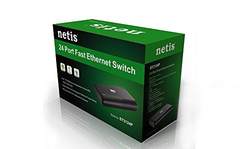 Netis ST3124P 24 Porta 10/100Mbps Fast Ethernet Rackmount Switch com Plug-and-Play | Auto MDI/MDI-X, Desktop Ethernet Splitter e Hub, Plug and Play, Plug and Play, Otimização de Tráfego, Design Compacto