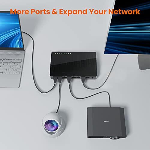 Tenda 8 Port Gigabit Ethernet Network Switch (SG108) | Ethernet Splitter | Plug and Play | Otimização do tráfego | Unmanaged | Proteção Limitada por Tempo de Vida (Preto)