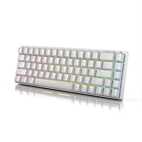 Durgod Hades 68 RGB Teclado mecánico para juegos | 65% de distribución | USB C con cable | Tapas PBT de doble cara | Perfil Cherry | NKRO Rollover | Windows y Mac | Chasis de aluminio | Cherry MX Silent Red, White