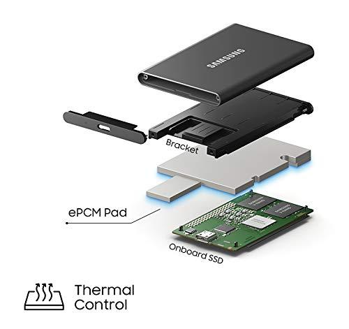 SAMSUNG T7 1TB, SSD portátil, hasta 1050MB/s, USB 3.2 Gen2, Juegos, Estudiantes y Profesionales, Unidad de estado sólido externa (MU-PC1T0H/AM), Azul