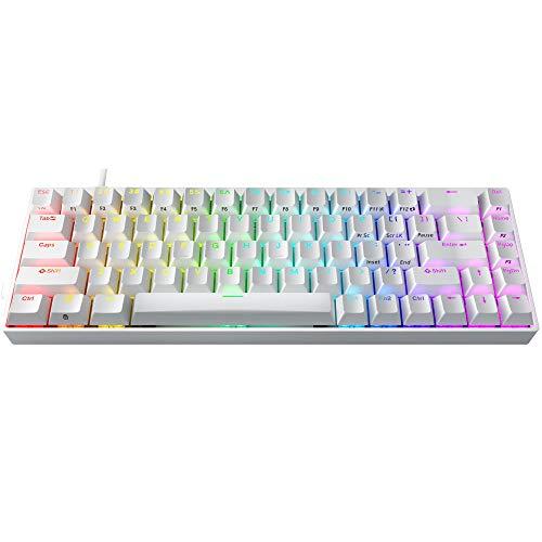 Durgod Hades 68 RGB Mechanical Gaming Keyboard | 65% Layout | USB C Wired | Doublehot PBT Keycaps | Cherry Profile | NKRO Rollover | Windows & Mac | Aluminium Chassis| Cherry MX Silent Red, White
