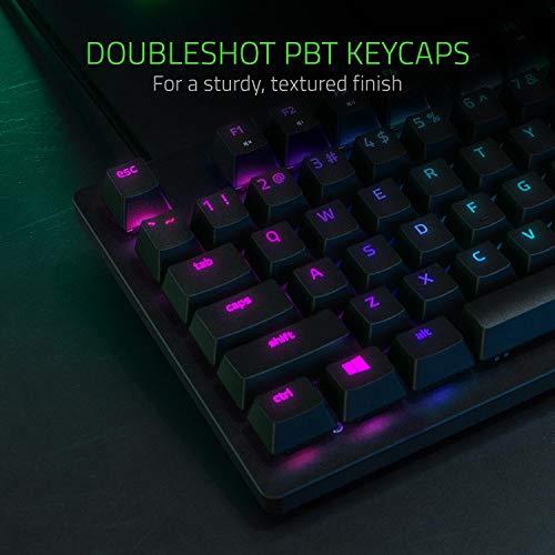 Razer Huntsman Tournament Edition TKL Tenkeyless Gaming Keyboard: Szybkie przełączniki klawiatury - liniowe przełączniki optyczne - oświetlenie Chroma RGB - nakładki na klawisze PBT - wbudowana pamięć - klasyczna czerń