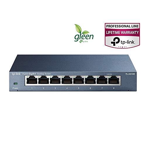 TP-Link TL-SG108 | 8 Portas Gigabit Unmanaged Ethernet Network Switch, Ethernet Splitter | Plug & Play | Fanless Metal Design | Portas Blindadas | Otimização de Tráfego | Proteção Limitada de Vida Útil