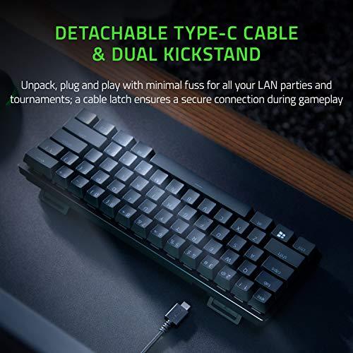 Razer Huntsman Mini 60% Gaming Keyboard: Szybkie przełączniki klawiatury - Clicky Optical Switches - Podświetlenie Chroma RGB - Nasadki klawiszy PBT - Pamięć wewnętrzna - Klasyczna czerń