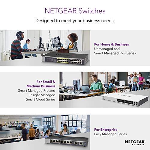 NETGEAR Nighthawk S8000 8-Port Gigabit Smart Managed Plus Switch (GS808E) - Baixa Latência para Streaming Responsivo, Carcaça de Zinco Liga de Zinco de Toque Frio, Fanless para Operação Silenciosa