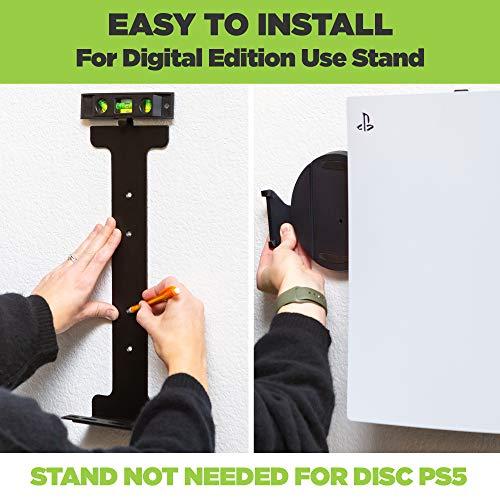 Suporte de parede HIDEit Pro para PS5 e Controlador - Suporte de parede para PlayStation 5 e Controlador - Suporte de parede para PS5 - Kit de montagem de parede para PS5 - Suporte de controlador com imersão de borracha - Patenteado