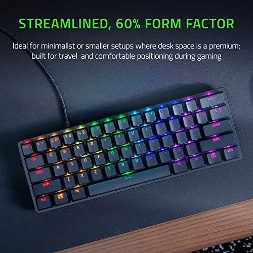 Razer Huntsman Mini 60% Gaming Keyboard: Szybkie przełączniki klawiatury - Clicky Optical Switches - Podświetlenie Chroma RGB - Nasadki klawiszy PBT - Pamięć wewnętrzna - Klasyczna czerń