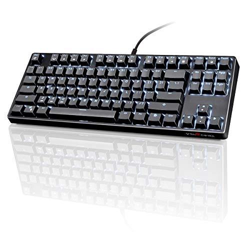 VELOCIFIRE TKL Mechanische Tastatur, 87 Tasten Ergonomische TKL02 Mechanische Tastatur mit braunen Schaltern, mit weißer LED-Hintergrundbeleuchtung für Werbetexter, Schreibkräfte und Programmierer