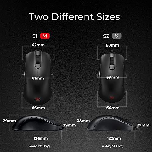 BenQ Zowie S1 Symmetrical Gaming Mouse for Esports | Desempenho Profissional | Driverless | Revestimento Preto Mate | Tamanho Médio