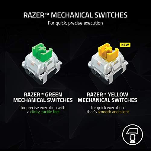 Teclado mecánico inalámbrico para juegos Razer BlackWidow V3 Pro: Interruptores mecánicos amarillos - Lineales y silenciosos - Iluminación RGB Chroma - Tapas de ABS de doble disparo - Carcasa del interruptor transparente - Bluetooth/2.4GHz