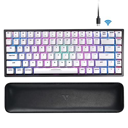Vissles Wireless Bluetooth/USB Wired Mechanical Gaming Keyboard with Wrist Hot Swappable Compact 84 Keys Tenkeyless DIY RGB Dynamic Backlit for Mac Windows,PBT Keycaps & Linear Switch V2