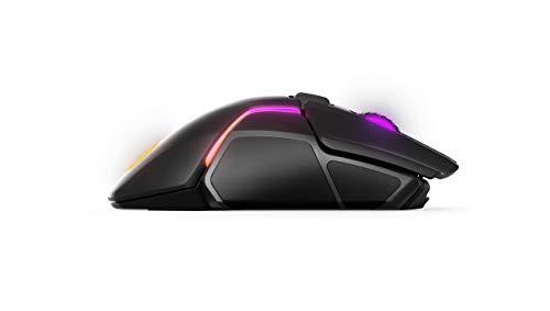 Mouse da gioco wireless SteelSeries Rival 650 Quantum - Batteria a ricarica rapida - Doppio sensore ottico Truemove3+ da 12.000 Cpi - Distanza di sollevamento ridotta a 0,5 - 256 configurazioni di peso - Illuminazione RGB a 8 zone