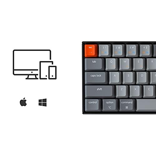 Keychron K6 65% Compact Wireless Mechanical Keyboard für Mac, Hot-swappable White Backlight, Bluetooth, Multitasking, Type-C Wired Gaming Keyboard für Windows mit Gateron G Pro Brown Switch