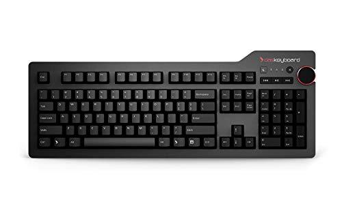 Das Keyboard 4 Tastiera meccanica professionale a filo, interruttori meccanici Cherry MX Brown, hub USB 3.0 a 2 porte, manopola del volume, piano in alluminio (104 tasti, nero)