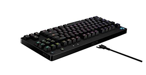 logitech Pro Mechanical Gaming Keyboard, teclas con retroiluminación RGB de 16,8 millones de colores, diseño ultraportátil, cable micro USB desmontable