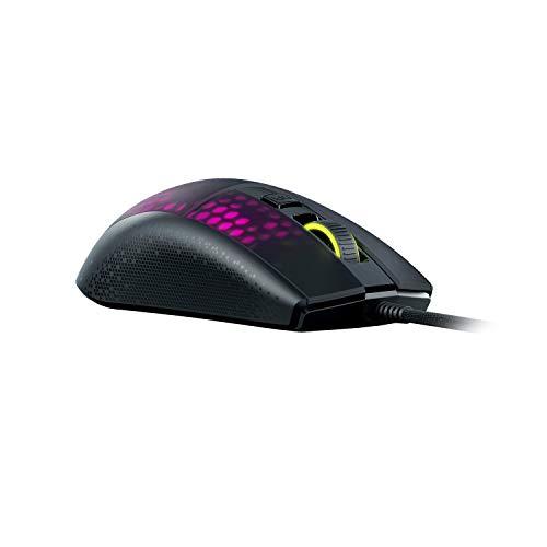 ROCCAT Burst Pro PC Gaming Maus, Optische Schalter, superleichte, ergonomische, kabelgebundene Computermaus, RGB-Beleuchtung, Titan-Scrollrad, Honeycomb-Gehäuse, Krallengriff, Eulenaugensensor, 16K DPI, Schwarz