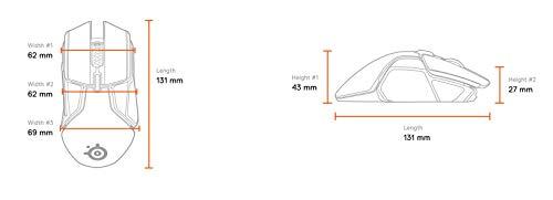 Mouse da gioco wireless SteelSeries Rival 650 Quantum - Batteria a ricarica rapida - Doppio sensore ottico Truemove3+ da 12.000 Cpi - Distanza di sollevamento ridotta a 0,5 - 256 configurazioni di peso - Illuminazione RGB a 8 zone