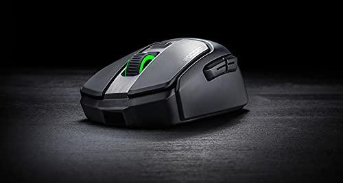 ROCCAT Kain 200 kabellose PC-Gaming-Maus, AIMO RGB-Hintergrundbeleuchtung, optischer Owl-Eye-Sensor, ergonomisches Mausgefühl, 5 seitliche Tasten, einstellbar bis zu 16.000 DPI, bis zu 50 Stunden Akkulaufzeit, schwarz