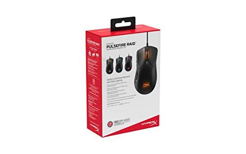 HyperX Pulsefire Raid - Ratón para juegos, 11 botones programables, RGB, diseño ergonómico, cómodos agarres laterales, personalización controlada por software