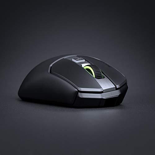 ROCCAT Kain 200 kabellose PC-Gaming-Maus, AIMO RGB-Hintergrundbeleuchtung, optischer Owl-Eye-Sensor, ergonomisches Mausgefühl, 5 seitliche Tasten, einstellbar bis zu 16.000 DPI, bis zu 50 Stunden Akkulaufzeit, schwarz