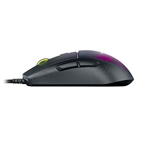 Mouse da gioco per PC ROCCAT Burst Pro, interruttori ottici, mouse ergonomico super leggero per computer con cavo, illuminazione RGB, rotella di scorrimento Titan, guscio a nido d'ape, impugnatura ad artiglio, sensore Owl-Eye, 16K DPI, nero