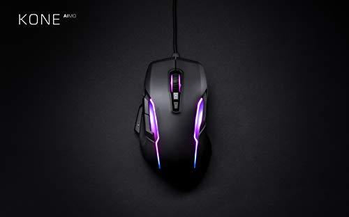 ROCCAT Kone AIMO PC Gaming Mouse, optyczna, podświetlenie RGB, 23 programowalne klawisze, wbudowana pamięć, Palm Grip, czujnik Owl Eye, ergonomiczna, podświetlenie LED, regulacja 100 do 16 000 DPI, czarna