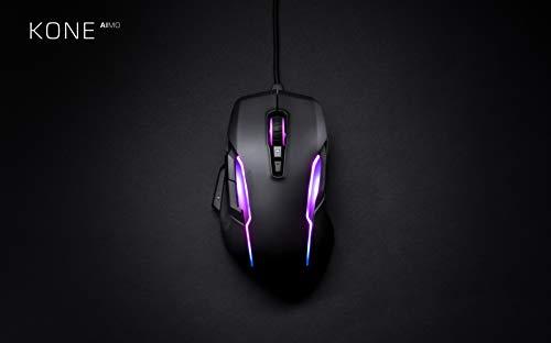 Mouse da gioco per PC ROCCAT Kone AIMO, ottico, illuminazione retroilluminata RGB, 23 tasti programmabili, memoria integrata, impugnatura a palmo, sensore occhio di gufo, ergonomico, illuminazione a LED, regolabile da 100 a 16.000 DPI, nero