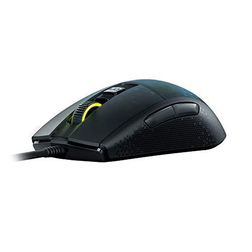 ROCCAT Burst Pro PC Gaming Mouse, interruptores ópticos, ratón de ordenador con cable superligero y ergonómico, iluminación RGB, rueda de desplazamiento de titanio, carcasa de nido de abeja, agarre de garra, sensor Owl-Eye, 16K DPI, negro