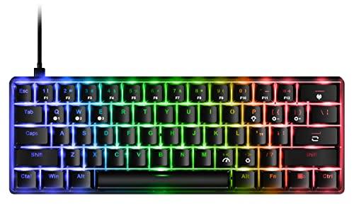 Fiodio 61 tasti RGB Tastiera da gioco meccanica cablata con interruttori blu a scatto udibile, mini tastiera portatile compatta per PC da gioco Windows, F-DB21