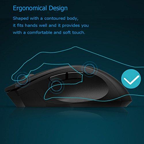 Souris sans fil silencieuse,Forter i720 Ergonomics Right-Handed Wireless Silent Gaming Mouse pour Windows et MAC - Noir