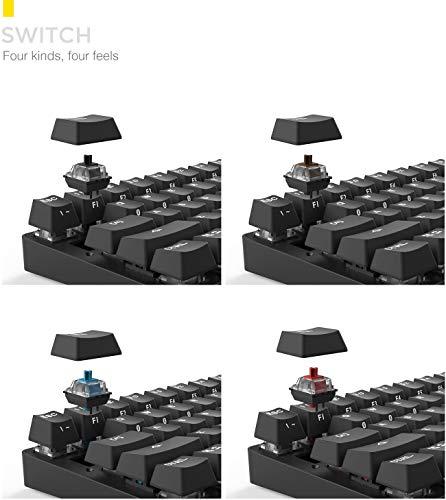 DREVO Calibur 71 touches RGB LED rétroéclairées Clavier mécanique de jeu sans fil Bluetooth 4.0 / filaire USB Commutateur brun-noir