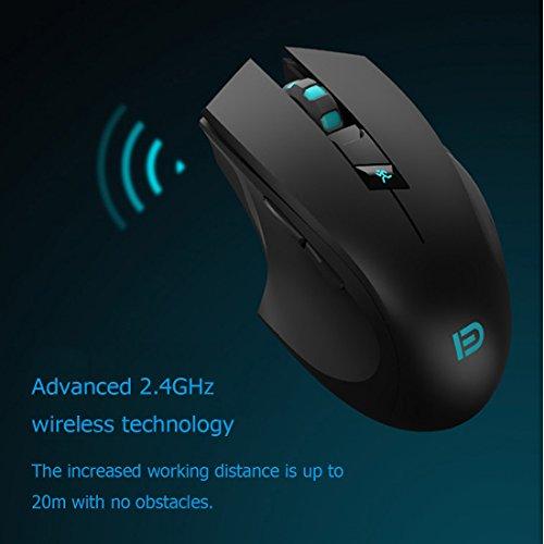 Ratón inalámbrico silencioso, Forter i720 Ergonomics Right-Handed Wireless Gaming Mouse for Windows and MAC - Black