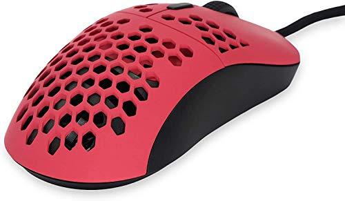 Gwolves Hati HTM Ultra Lightweight Honeycomb Design Wired Gaming Mouse 3360 Sensor - PTFE Skates - 6 Buttons - Only 61G (Faze Red)