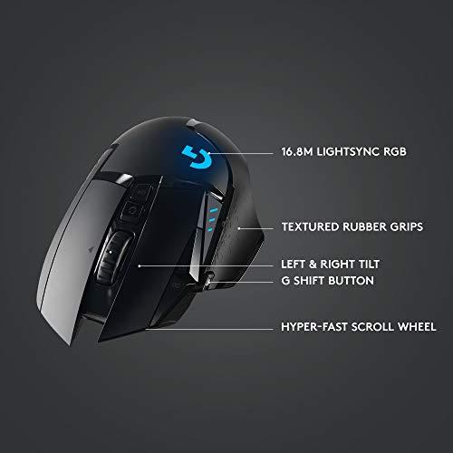Logitech G502 Lightspeed Wireless Gaming Mouse con sensore Hero 25K, compatibile con PowerPlay, pesi regolabili e Lightsync RGB - Nero