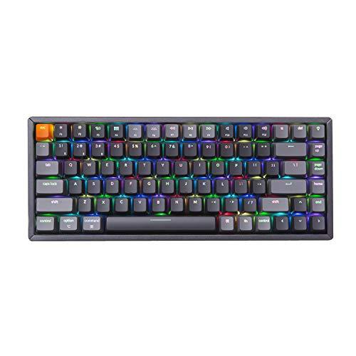 Tastiera meccanica da gioco senza fili Keychron K2 versione 2, Bluetooth/USB cablata compatta 84 tasti senza tasti RGB LED retroilluminati Telaio in alluminio per Mac Windows, interruttore blu Gateron G Pro