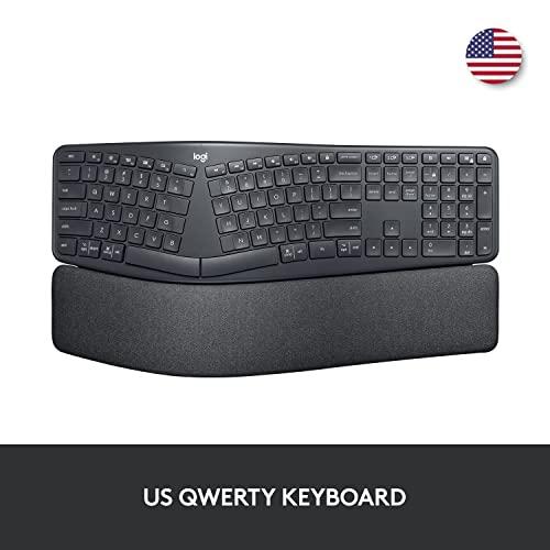 Logitech ERGO K860 Wireless Ergonomic Keyboard - Clavier divisé, repose-poignets, frappe naturelle, tissu résistant aux taches, connectivité Bluetooth et USB, compatible avec Windows/Mac