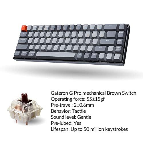 Keychron K6 65% Compact Wireless Mechanical Keyboard für Mac, Hot-swappable White Backlight, Bluetooth, Multitasking, Type-C Wired Gaming Keyboard für Windows mit Gateron G Pro Brown Switch