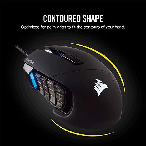 Corsair Scimitar Pro RGB - Souris de jeu MMO - Capteur optique 16 000 DPI - 12 boutons latéraux programmables - Noir