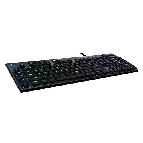 Logitech G815 LIGHTSYNC RGB Teclado mecánico para juegos con interruptor de teclas táctiles GL de perfil bajo, 5 teclas G programables, USB Passthrough, control multimedia dedicado - Lineal, Negro