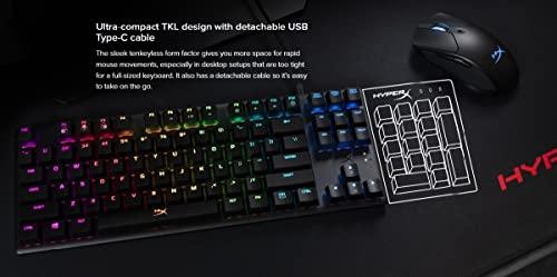 HyperX Alloy Origins Core - mechaniczna klawiatura do gier bez klawiszy, programowe dostosowanie oświetlenia i makr, kompaktowa obudowa, podświetlenie LED RGB, liniowe przełączniki HyperX Red
