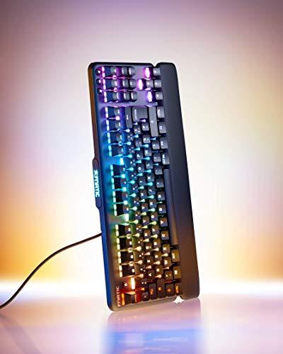 Fnatic miniSTREAK - Teclado mecánico para juegos con retroiluminación LED RGB - Interruptores Cherry MX Silent Red - Pequeño y compacto diseño portátil sin teclas - Reposamuñecas ergonómico - Teclado profesional para juegos de esports