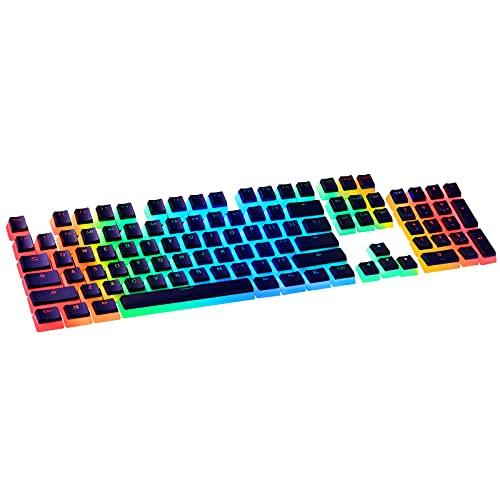 Havit Keycaps 60 87 104 Juego de teclas de PBT retroiluminadas con extractor para el teclado mecánico DIY Cherry MX RGB (negro)